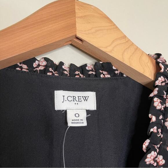 NEW J.Crew Factory Ruffle V-neck Mini Dress in Blue White Floral 0 - Picture 11 of 11